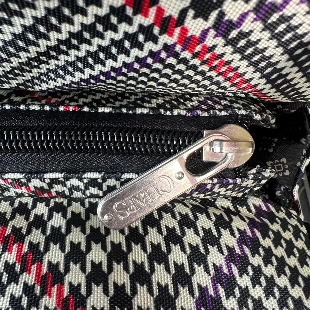 Chaps by Ralph Lauren Houndstooth Canvas/Leather Duffle‎ Bag Removable Strap